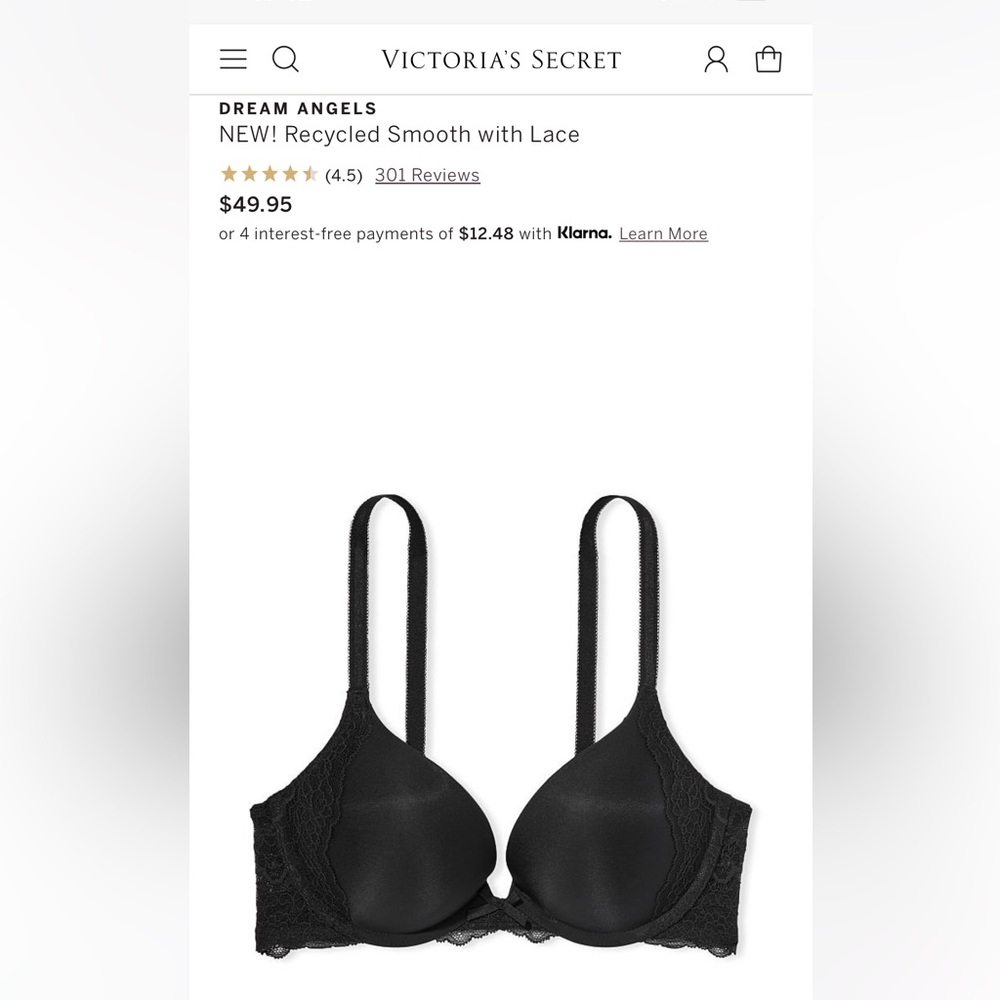 Victoria’s Secret Dream Angels Push Up Black 32DDD